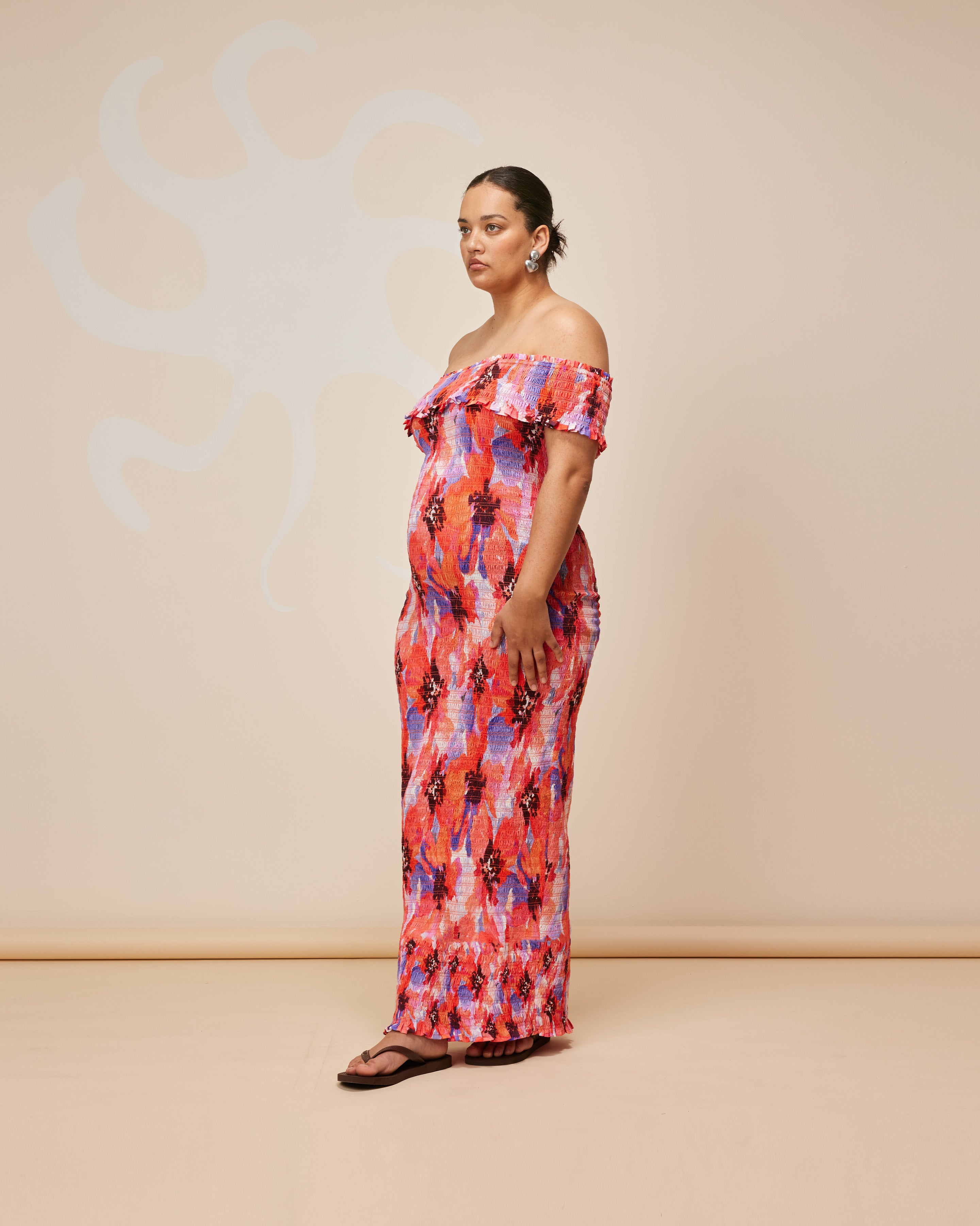 ワンピース poppy flower jacquard off shoulder dress flower jacquard off shoulder dress