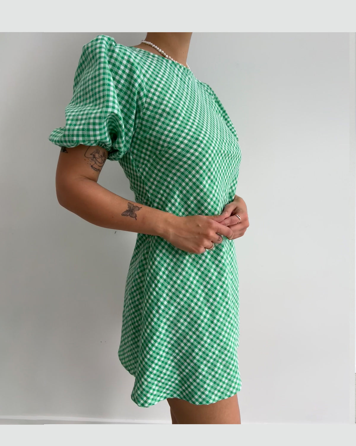 KENDALL GINGHAM MINI DRESS GREEN GINGHAM | RUBY KENDALL GINGHAM MINI DRESS GREEN GINGHAM | RUBY