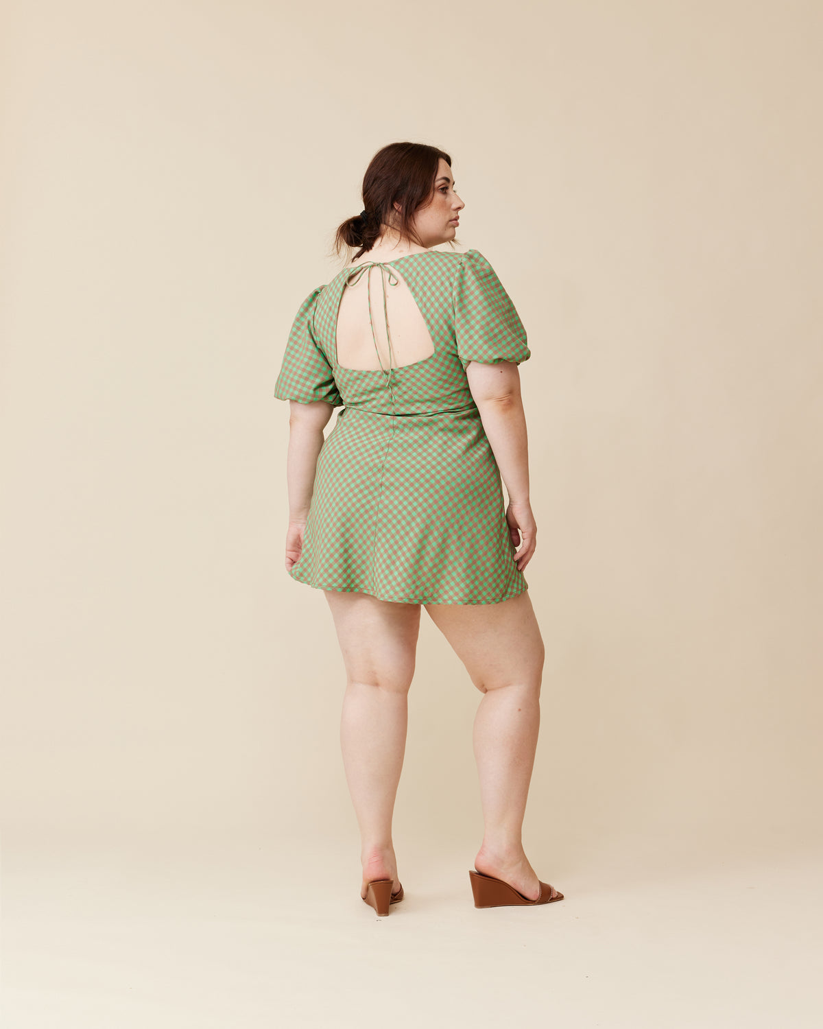 KENDALL GINGHAM MINI DRESS GREEN AND BROWN GINGHAM | RUBY KENDALL GINGHAM MINI DRESS GREEN AND BROWN GINGHAM | RUBY