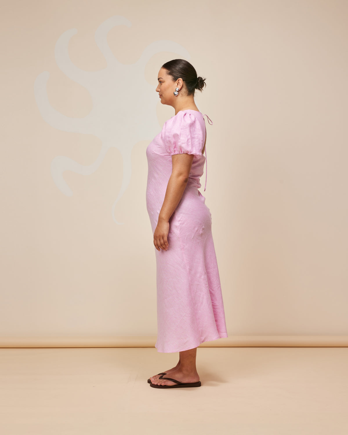 cos pink linen dress COS A-Line Linen-Blend Maxi Dress in Pink