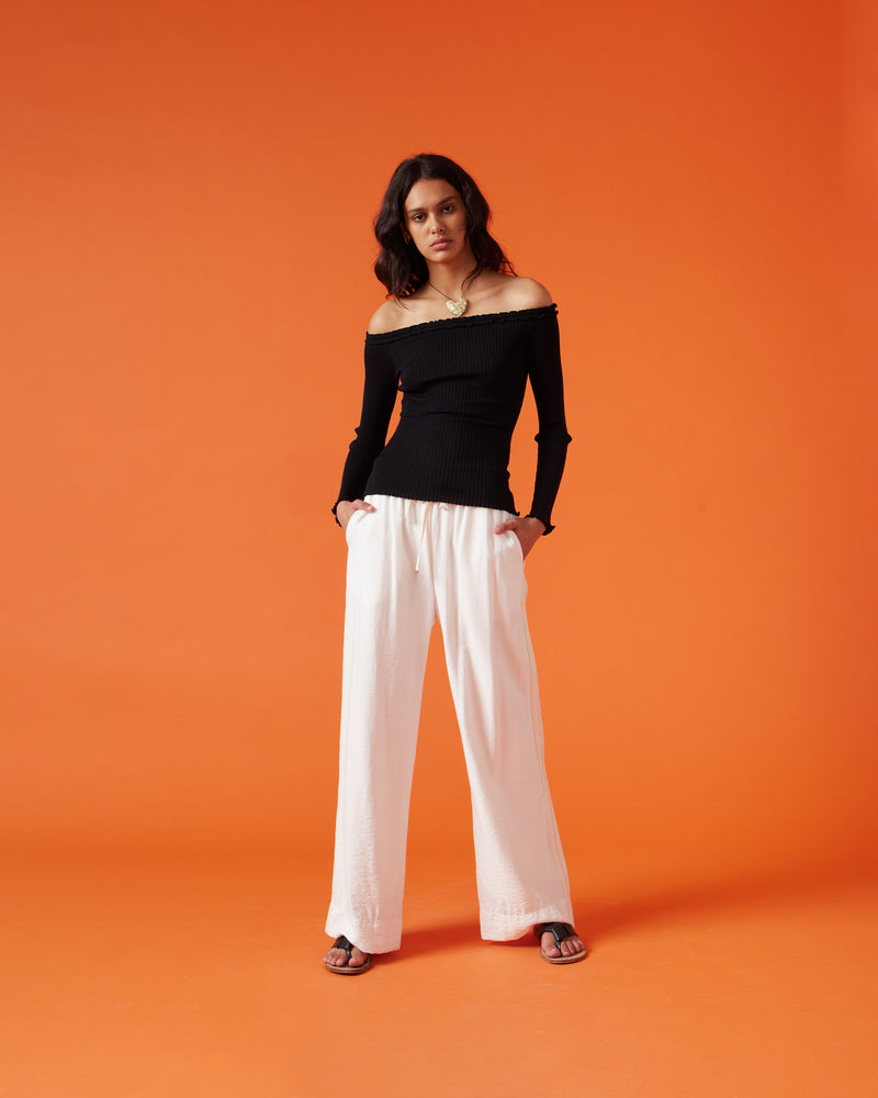CORVETTE TROUSER WHITE | Sporty, high waisted pant with a wide leg silhouette. An all-time RUBY favourite in a classic white colourway.