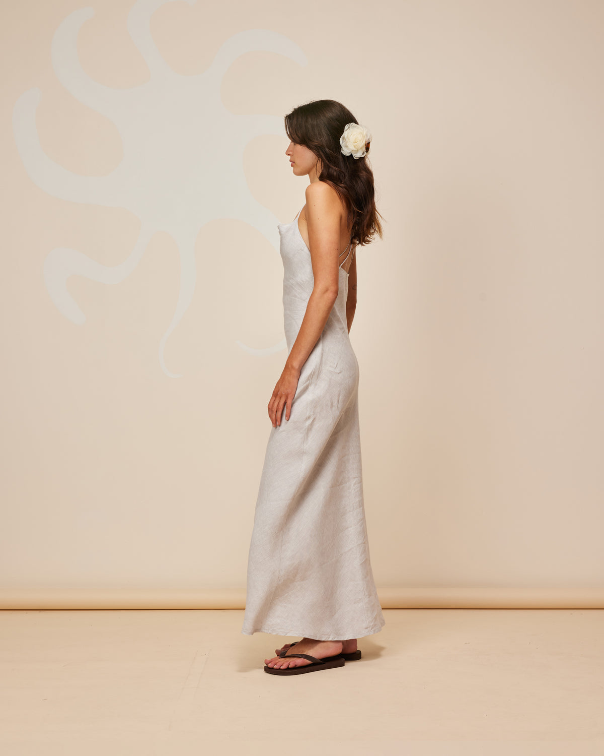 NAIA LINEN MIDIDRESS GREY MARLE | RUBY NAIA LINEN MIDIDRESS GREY MARLE | RUBY