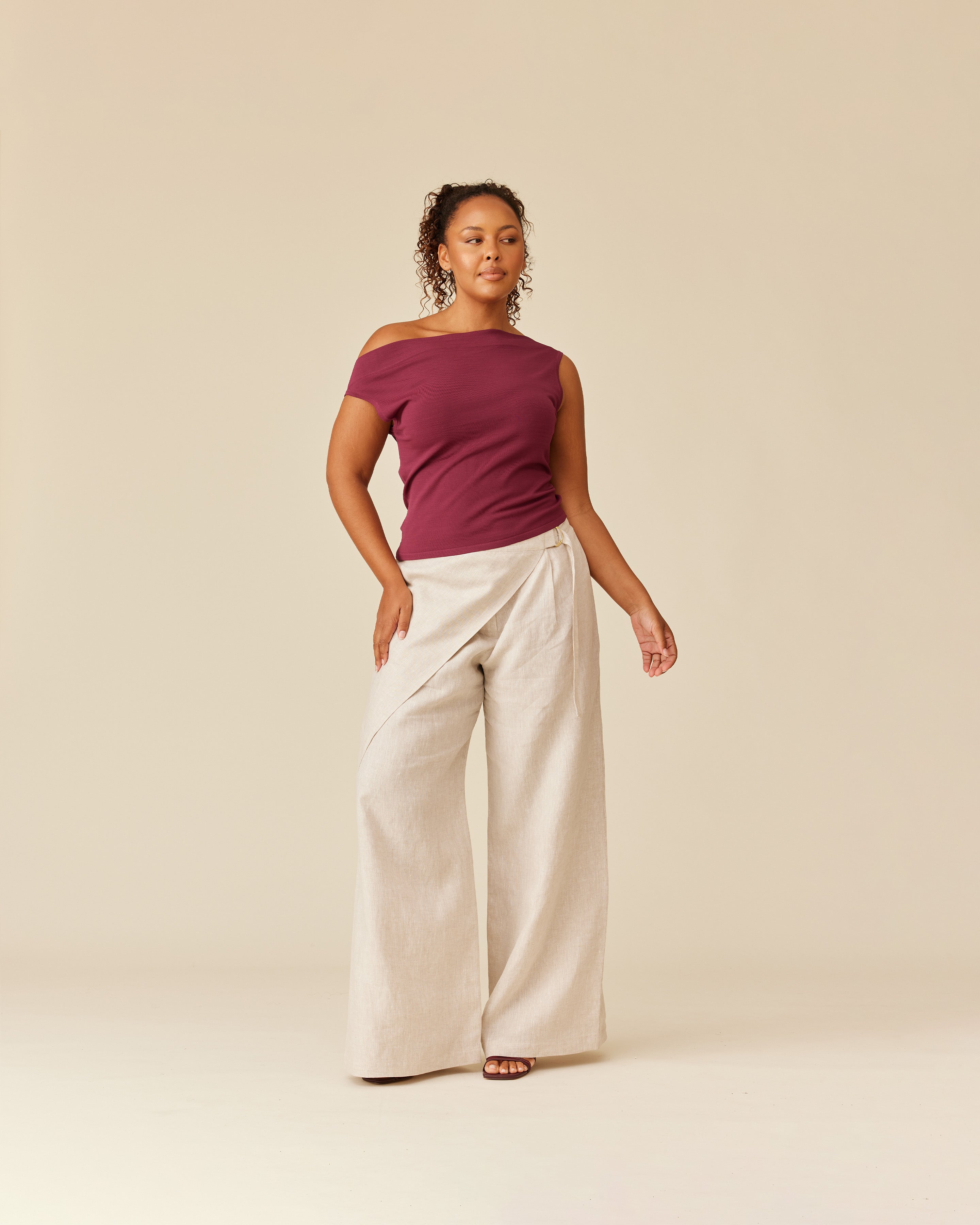 SASHA LINEN WRAP PANT NATURAL | RUBY