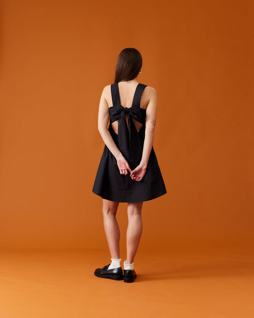MARGIE TIE MINI DRESS BLACK