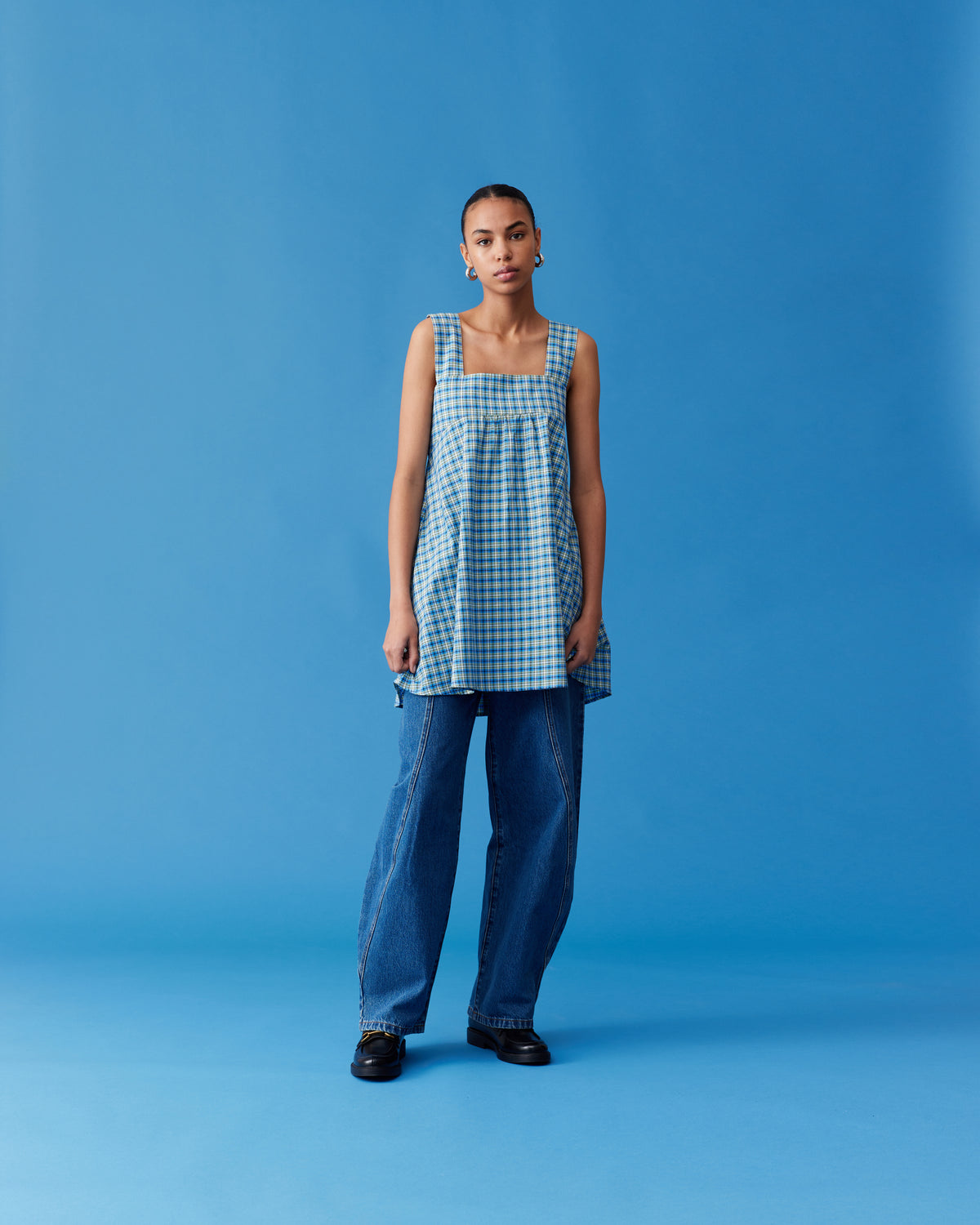 MARGIE TIE MINI DRESS BLUE YELLOW CHECK | RUBY MARGIE TIE MINI DRESS BLUE YELLOW CHECK | RUBY