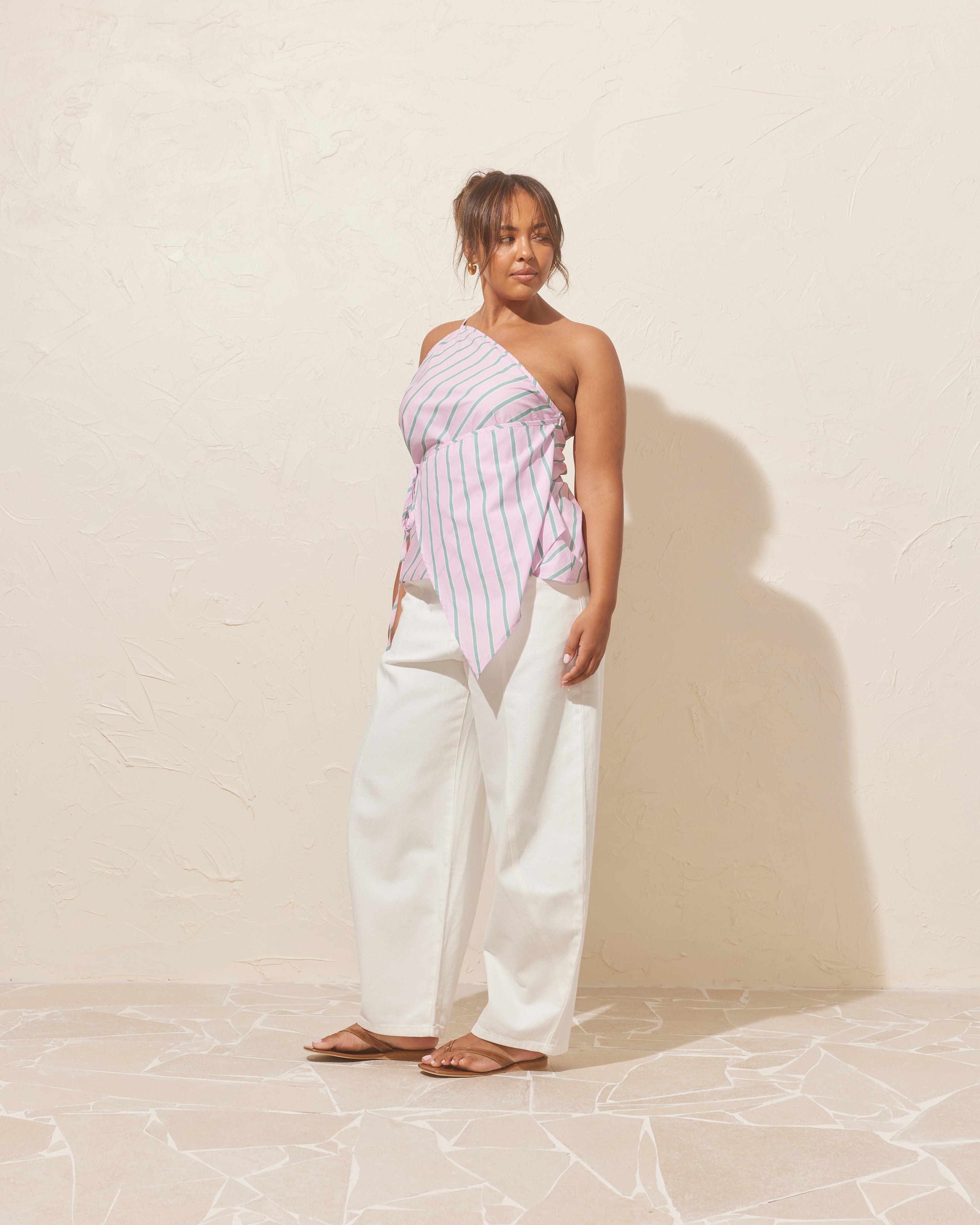 LEONIE WRAP TOP PINK APPLE STRIPE | RUBY
