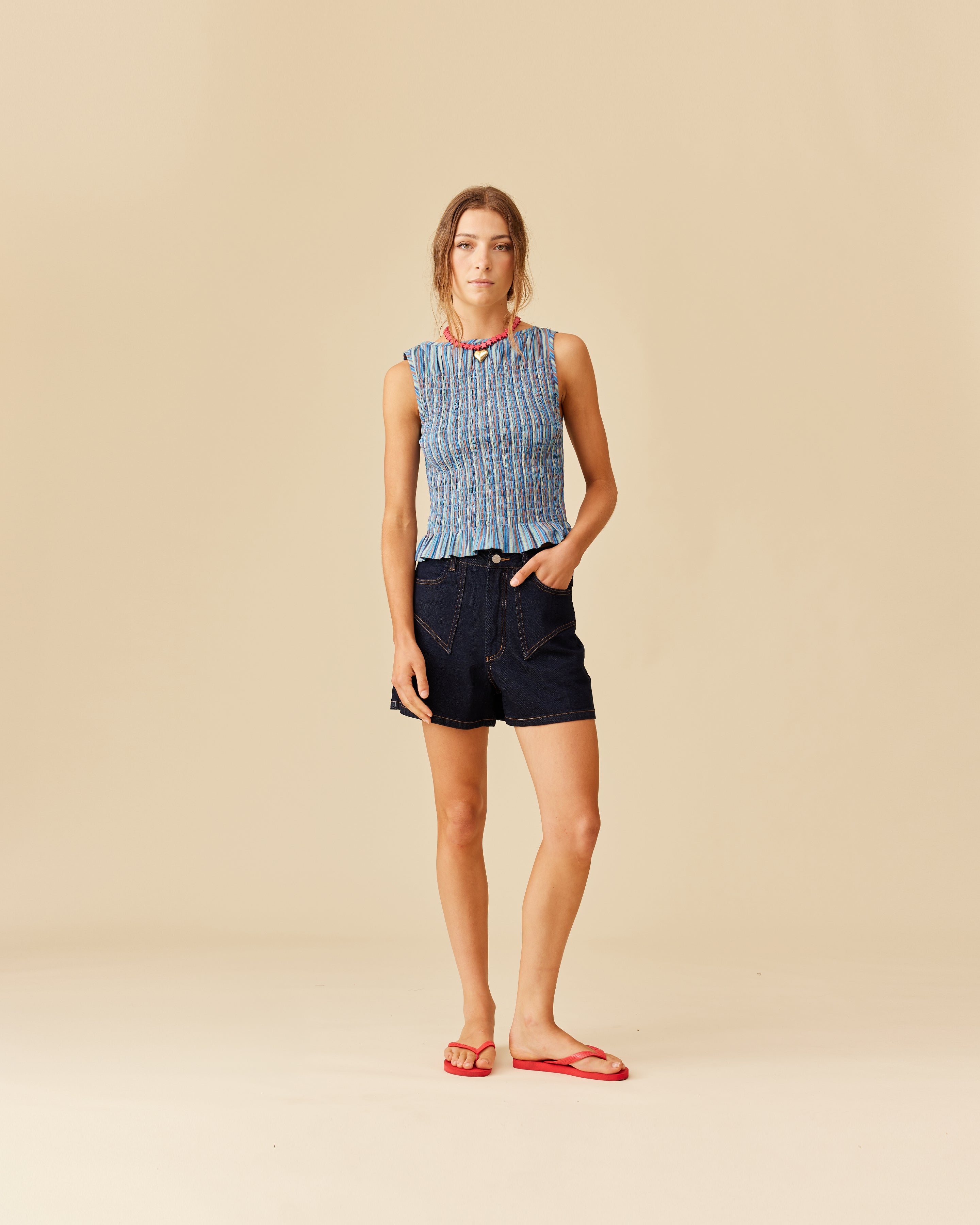 ANASTASIA TANK KALEIDOSCOPE STRIPE | RUBY