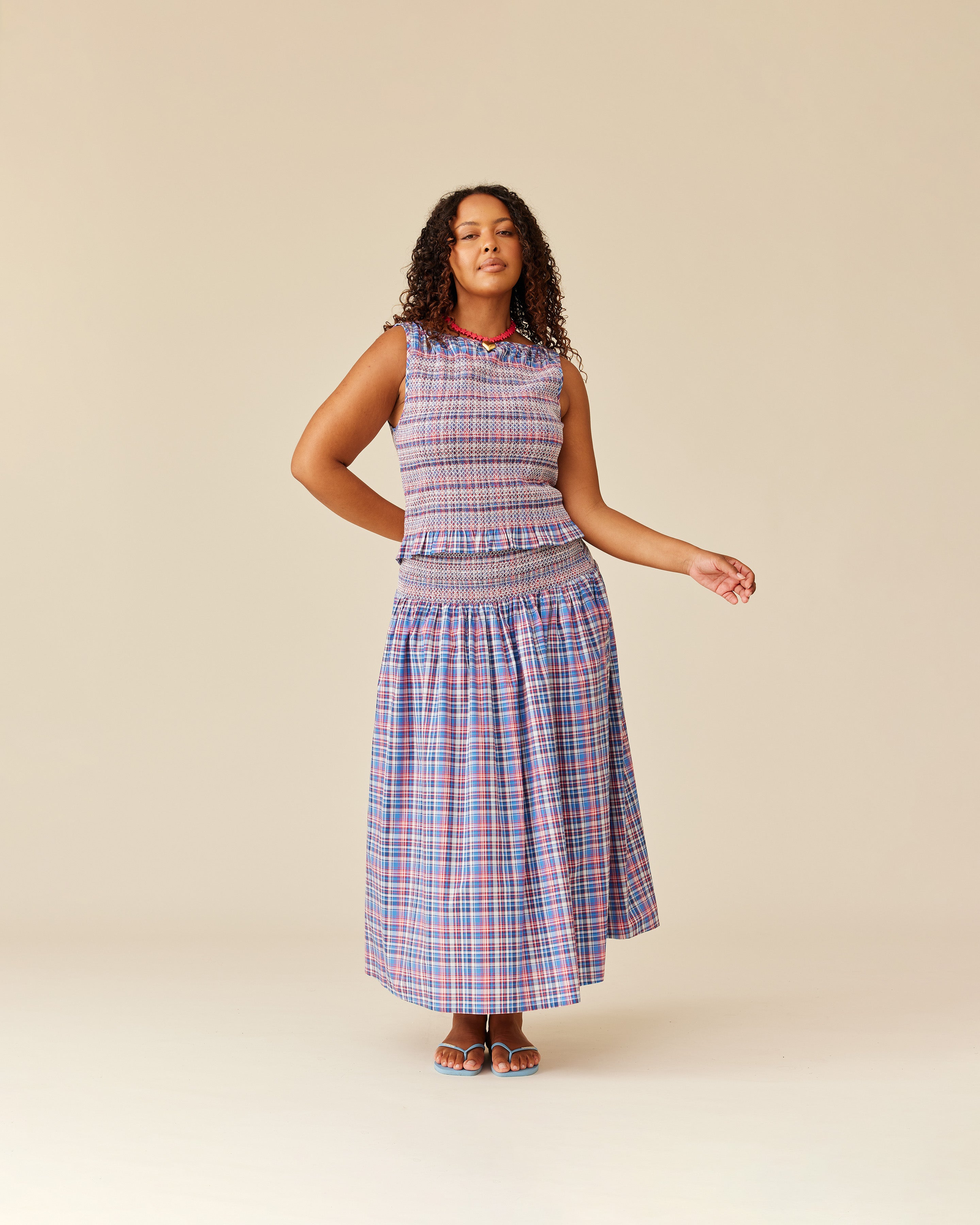 ANASTASIA SKIRT POOLSIDE TARTAN | RUBY