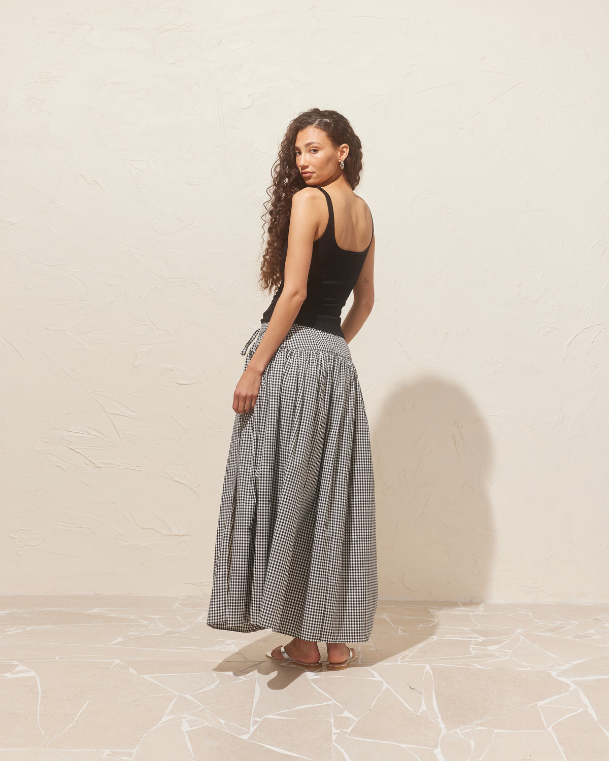 RODEO MAXI SKIRT BLACK GINGHAM