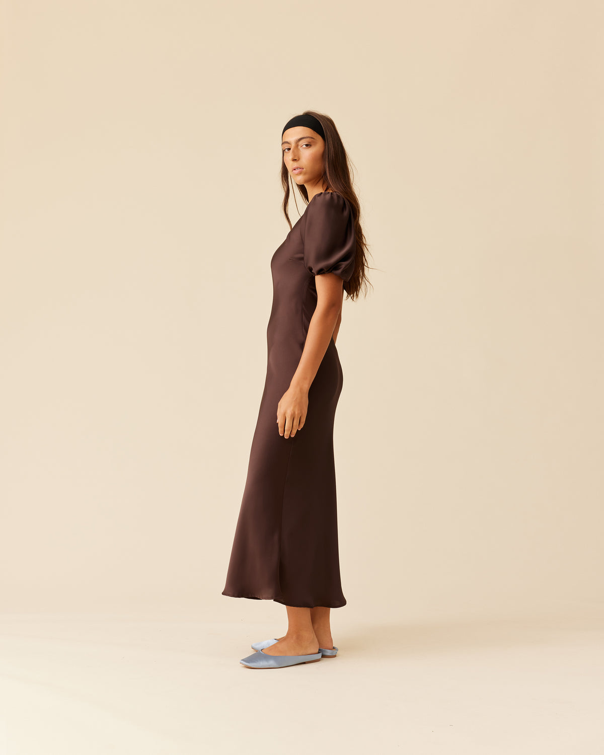KENDALL SATIN DRESS ESPRESSO