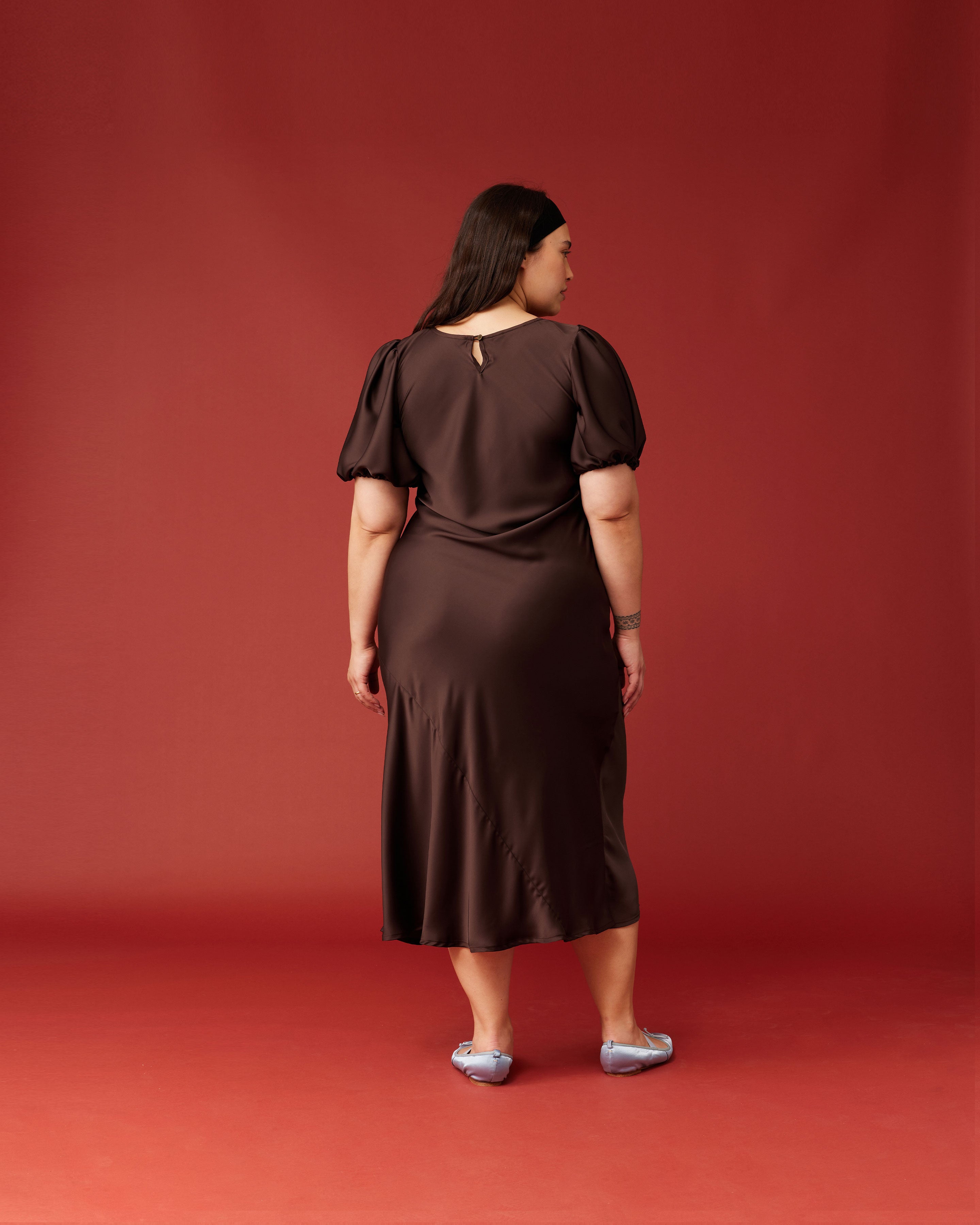 KENDALL SATIN DRESS ESPRESSO | RUBY