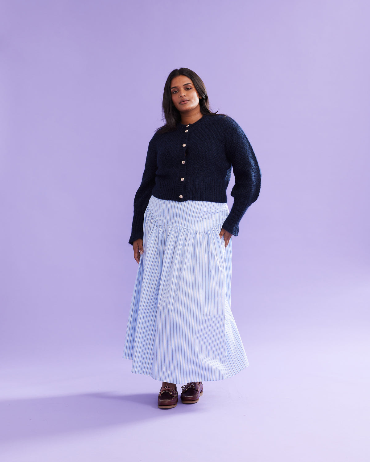 TRULLI SKIRT BLUE SKY STRIPE RUBY - Main Image
