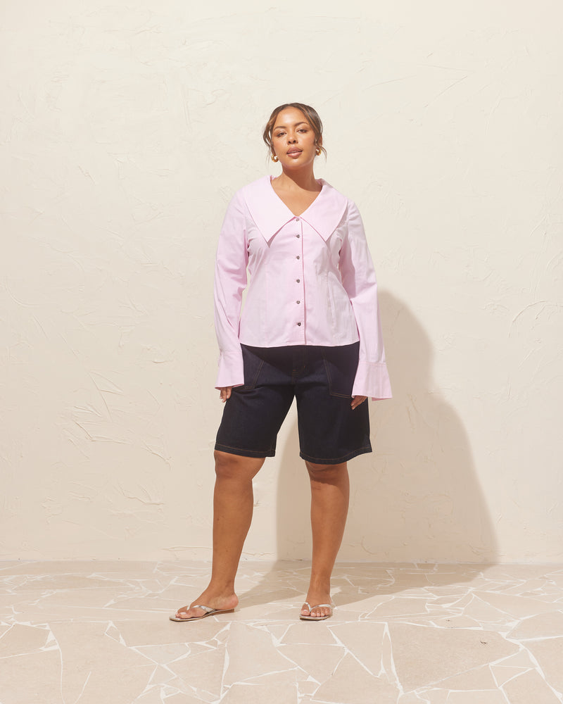 EDDIE SHIRT SOFT PINK | A RUBY spin on a classic shirt shape, Eddie is a crisp pink shirt that will bring fun into your wardrobe. Features a close fit that nips in at the...