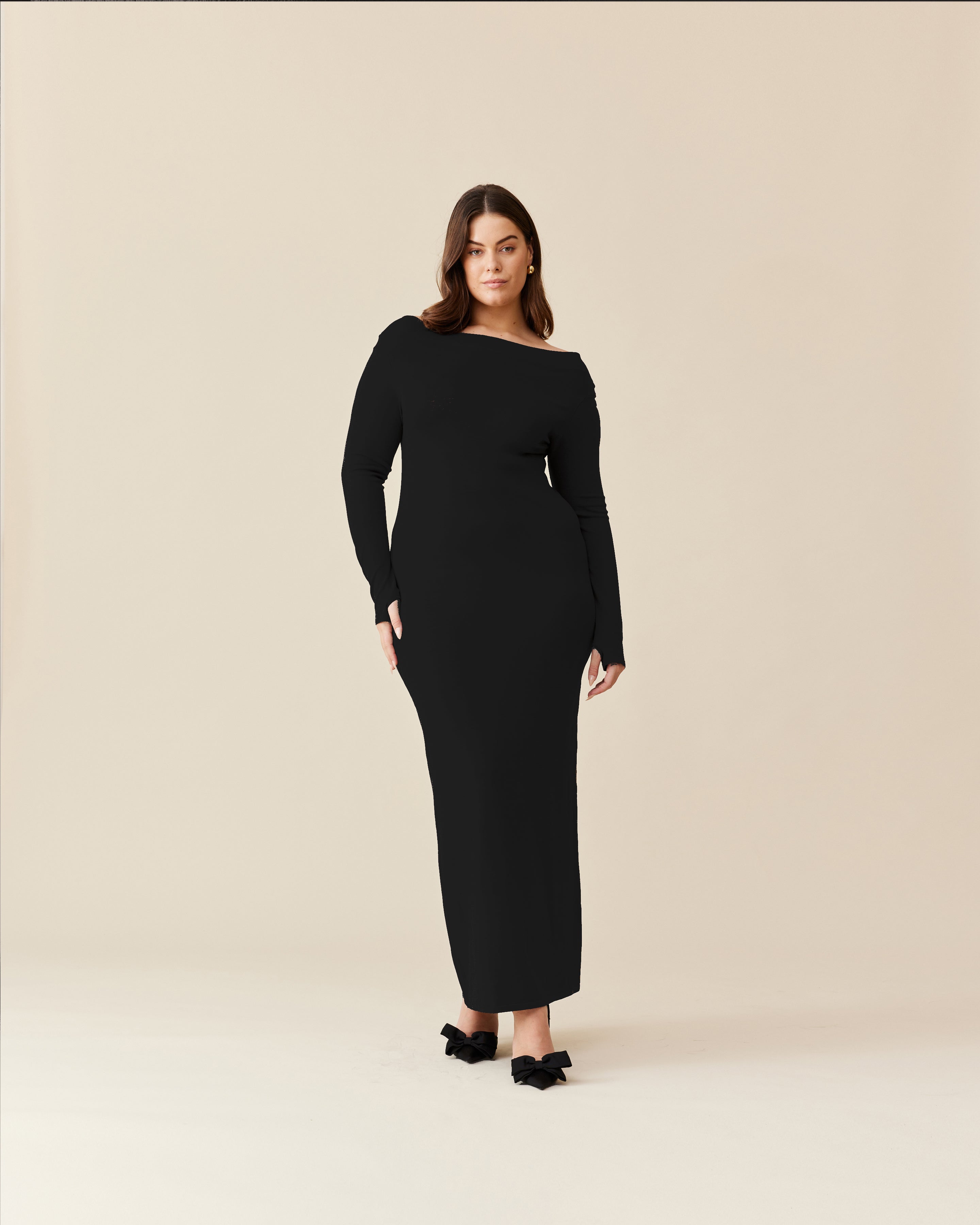 EMMA KNIT LONG SLEEVE DRESS BLACK RUBY