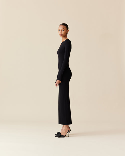 emma long sleeve dress EMMA KNIT LONG SLEEVE DRESS BLACK