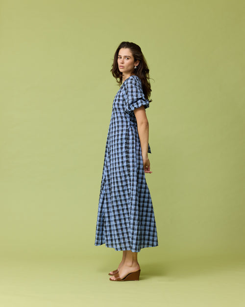 blue tartan dress MOLLY Size:X-Large (7 1/2 - 7 5/8) gothic clothing dyed Dorset Plaid Rockport Falcon Men's Slip