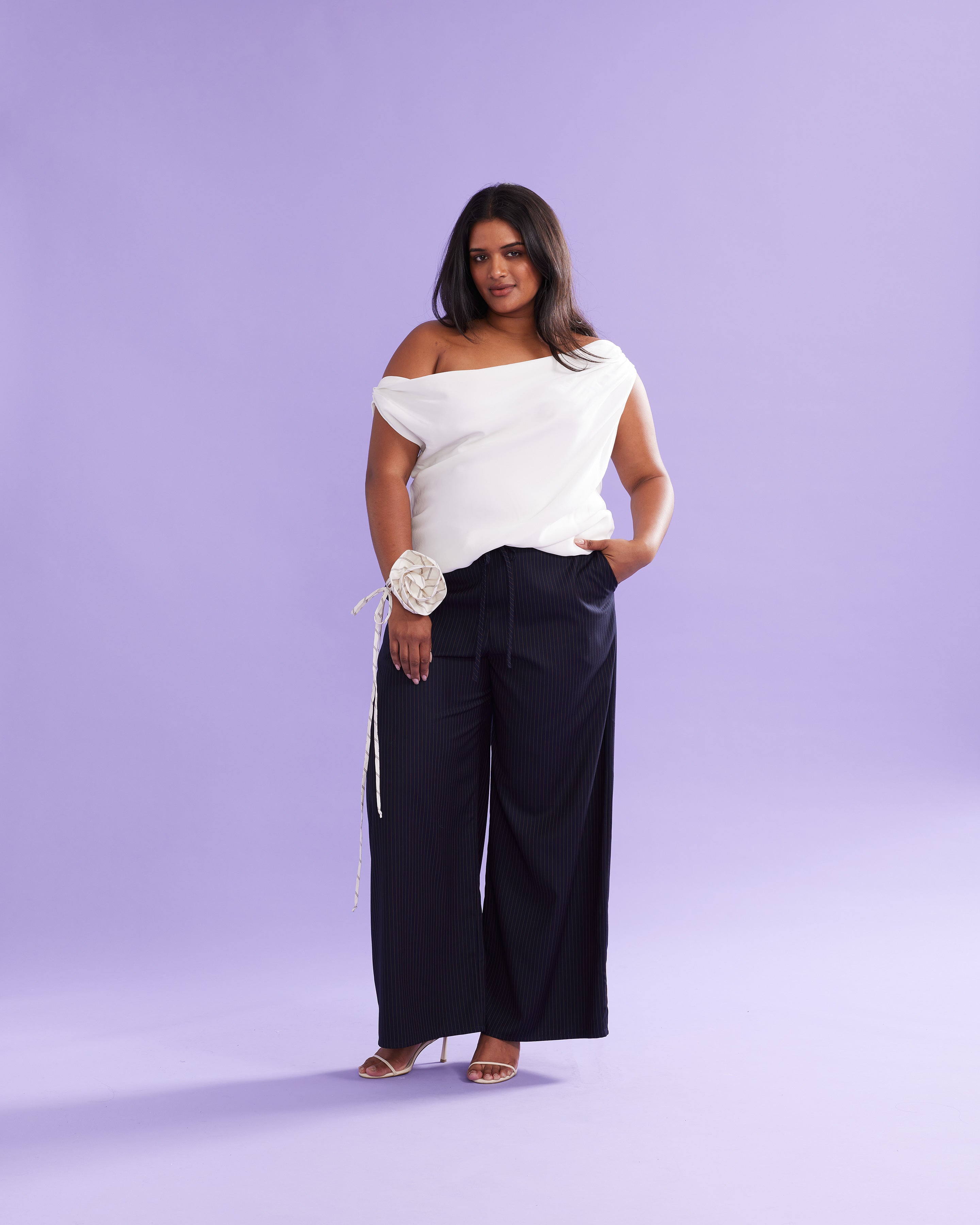 ANDIE PINSTRIPE PANT NAVY COPPER PINSTRIPE | RUBY