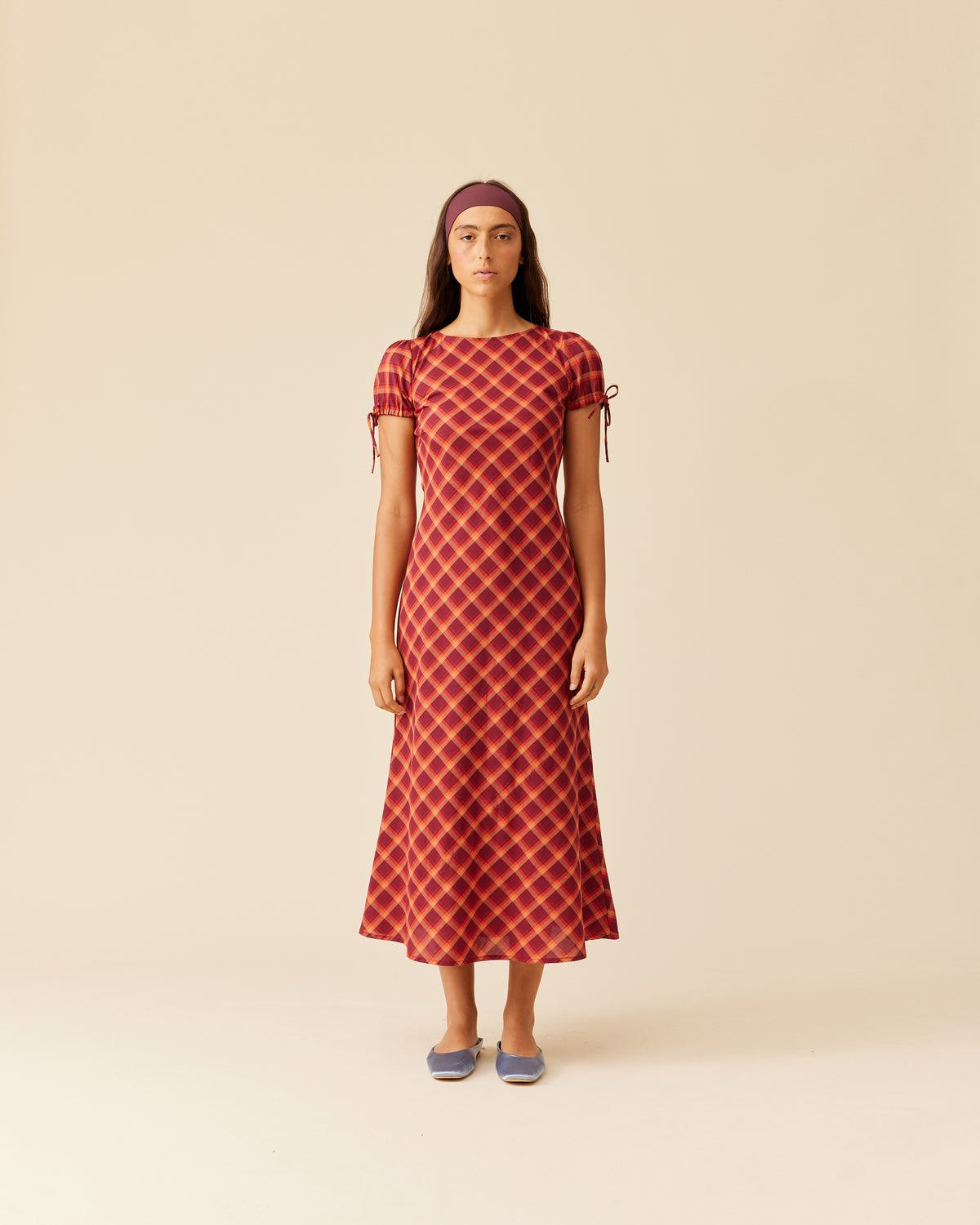 SASHA DRESS BURGUNDY ORANGE TARTAN | RUBY SASHA DRESS BURGUNDY ORANGE TARTAN | RUBY