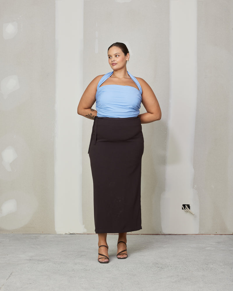 FIREBIRD TIE MAXI SKIRT JAVA | Tie waist maxi skirt cut in our signature Firebird fabric that can be tied to sit low, mid or high waisted. Elevated by the waist tie, this piece is a...