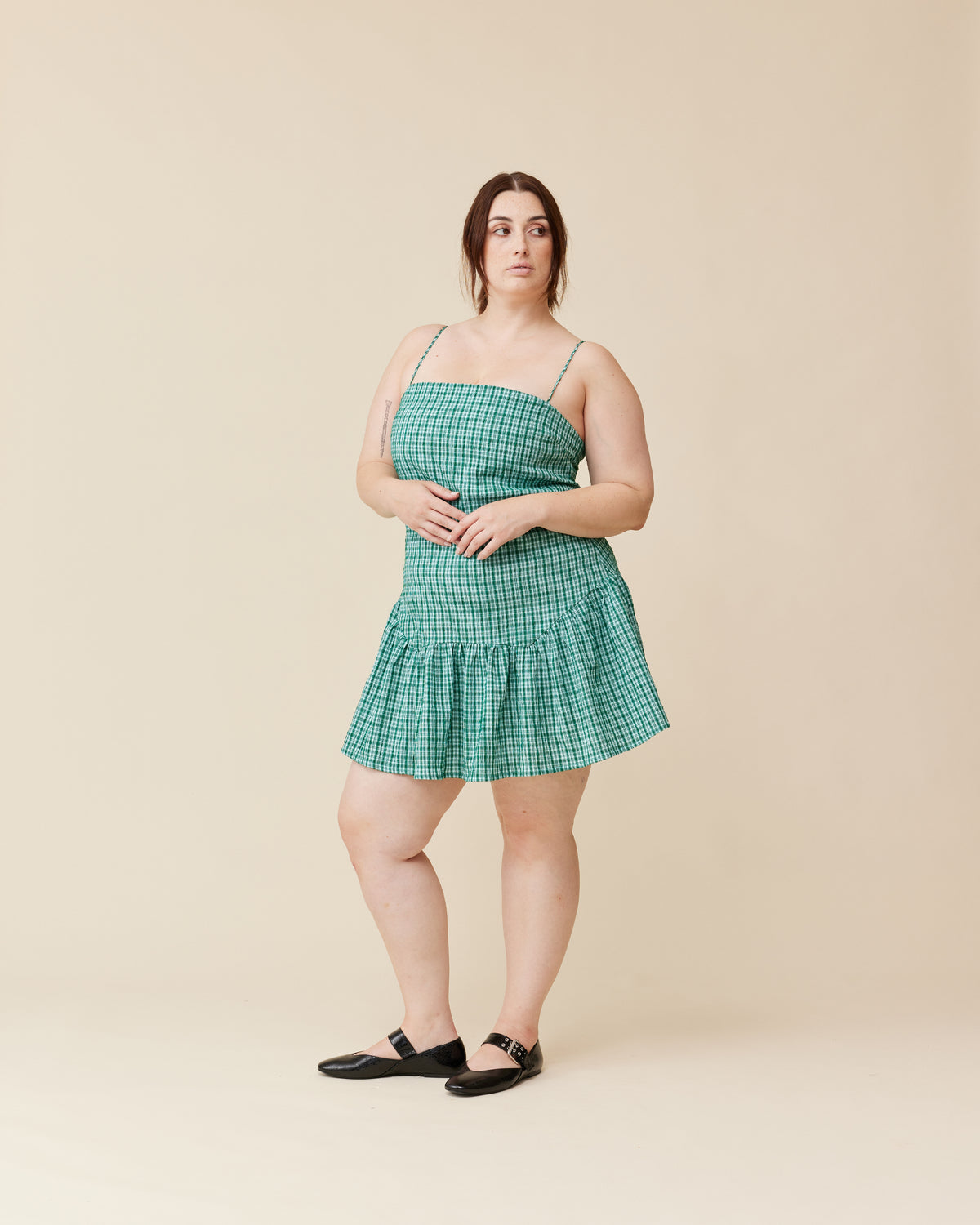 TRULLI MINI DRESS GREEN AQUA CHECK | RUBY TRULLI MINI DRESS GREEN AQUA CHECK | RUBY