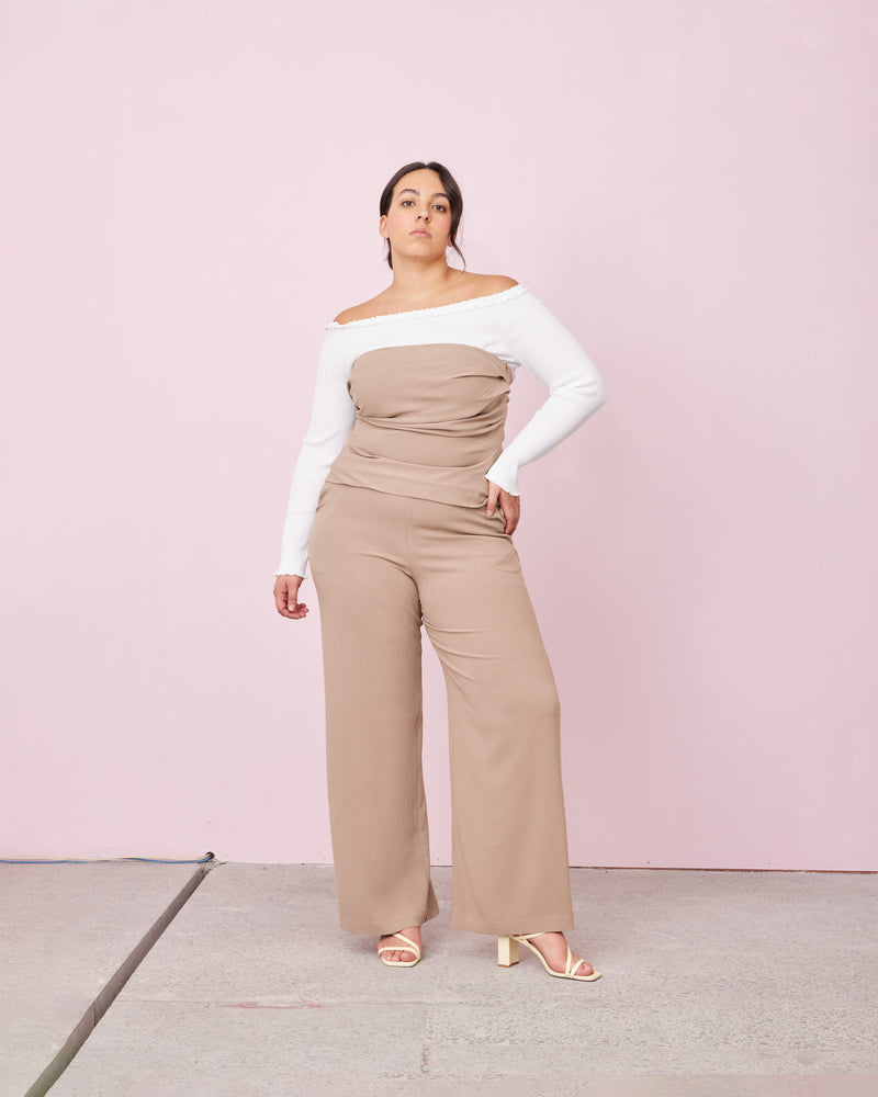 FIREBIRD PANT WOODSMOKE | 
Classic high waisted pant with a straight leg silhouette in a new woodsmoke colourway. An effortless and versatile piece perfect for work and beyond
