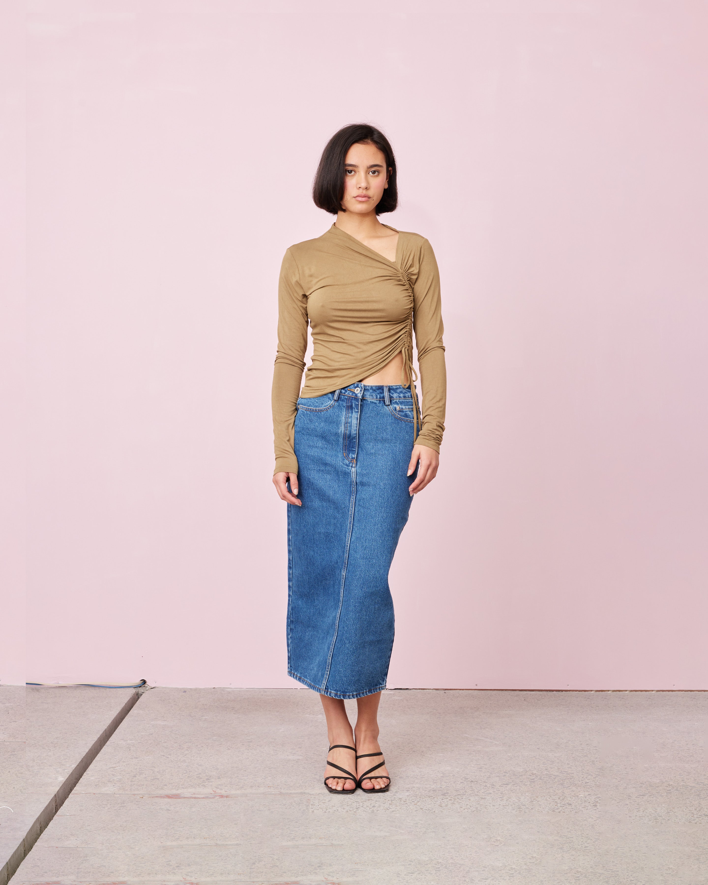 Nanushka denim midi top skirt