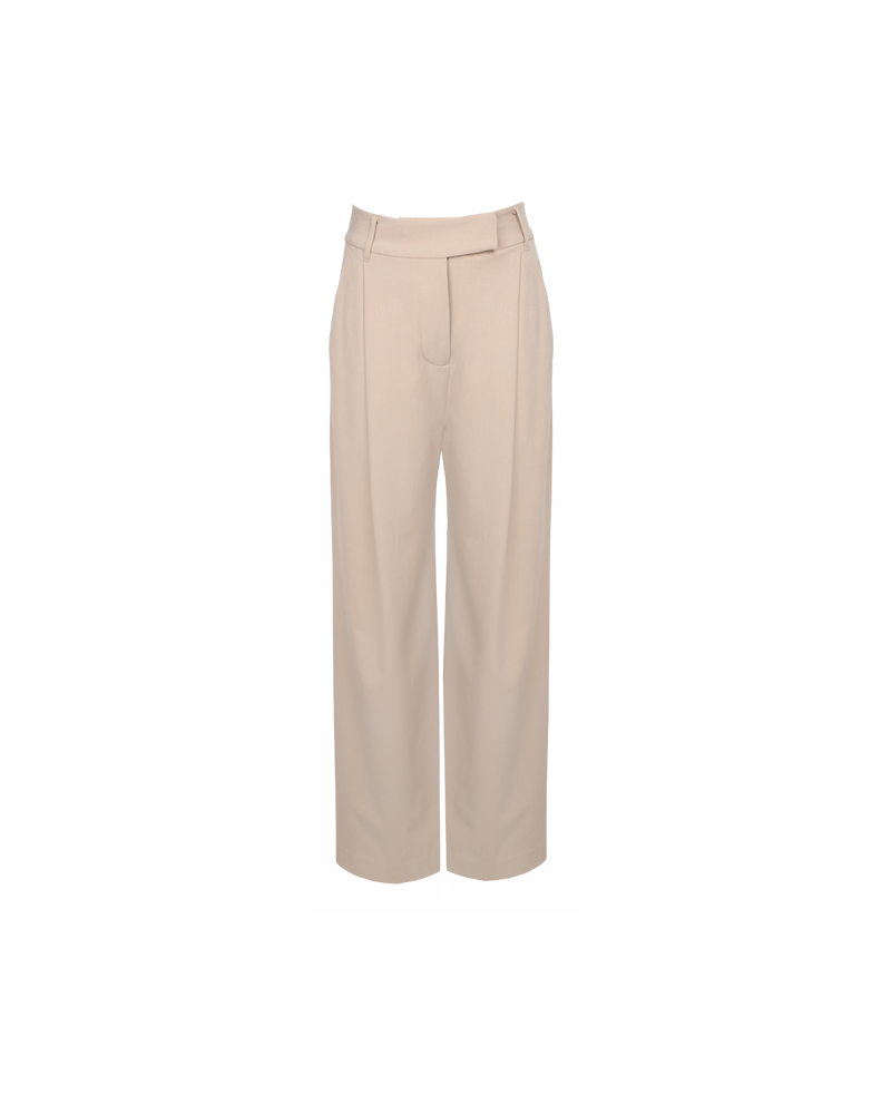 RUE TROUSER CAMEL | Straight leg mid-waist suit trouser with a flat waistband and belt loops. These pants are versatile in that they can we be worn casual with a baby tee, or formal...