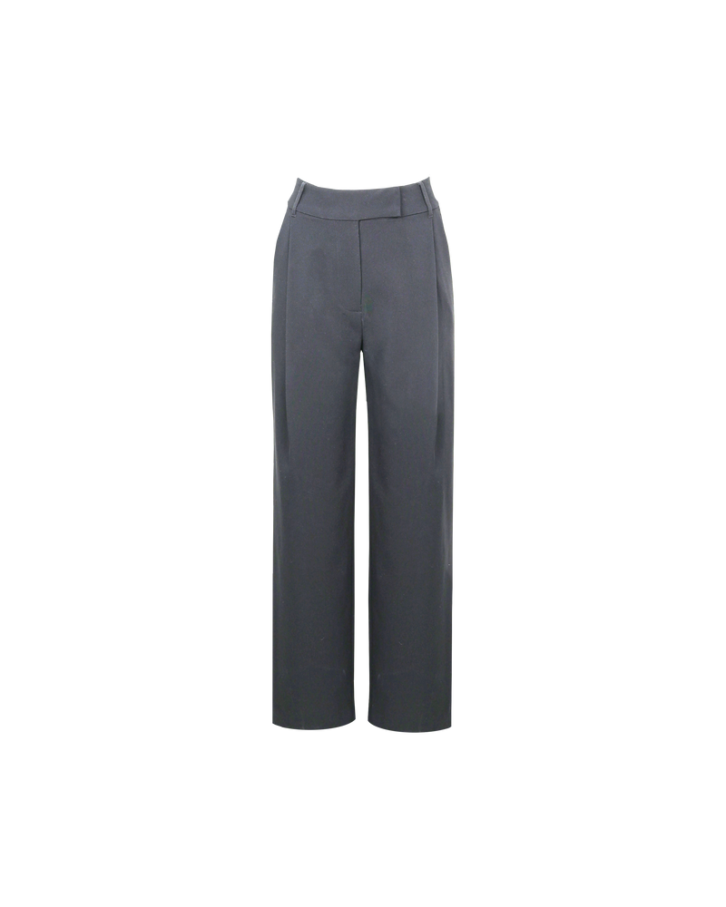 RUE TROUSER CHARCOAL | Straight leg mid-waist suit trouser with a flat waistband and belt loops. These pants are versatile in that they can we be worn casual with a baby tee, or formal with...