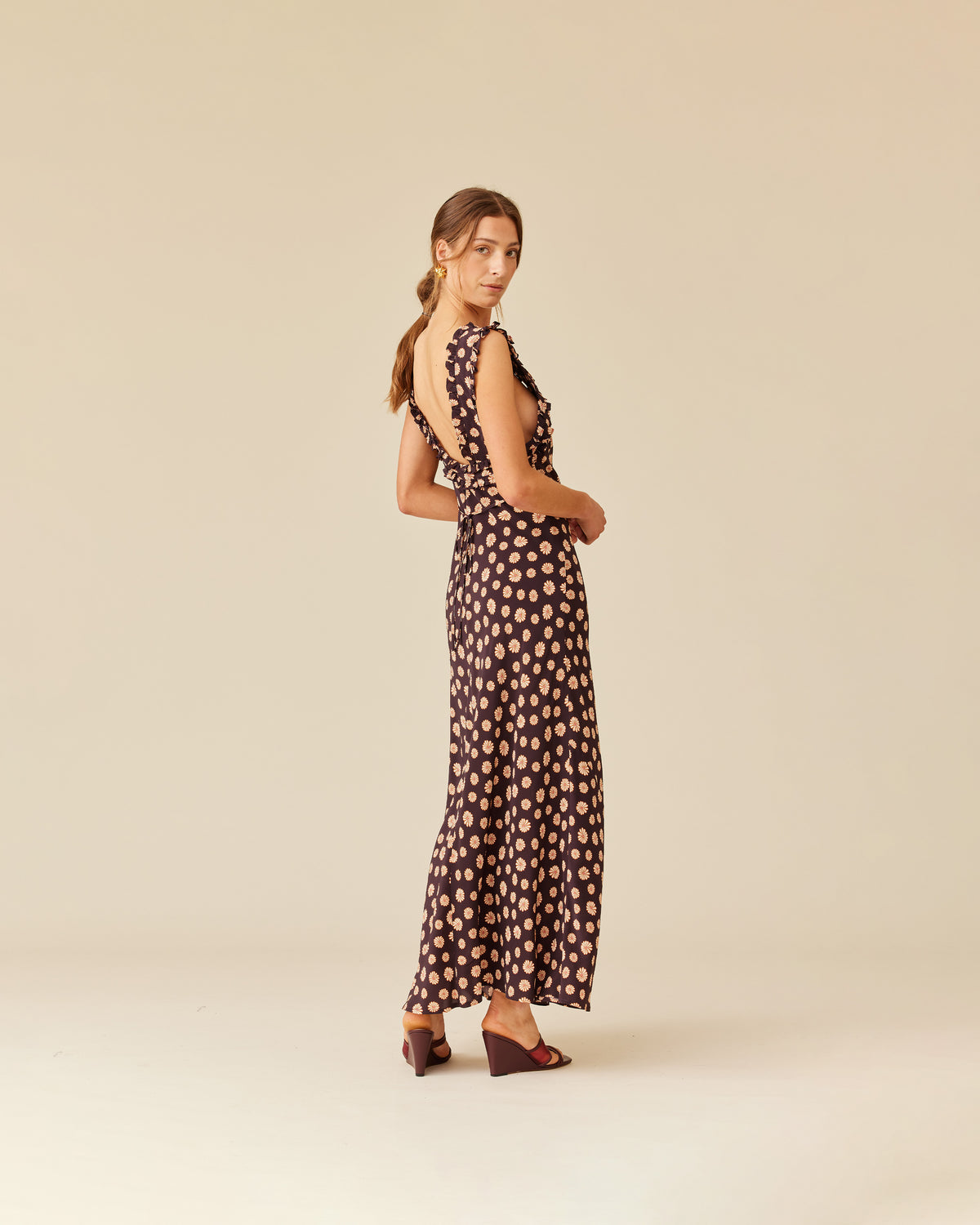 rudy maxi dress brown Rudy Long Sleeve Maxi Dress