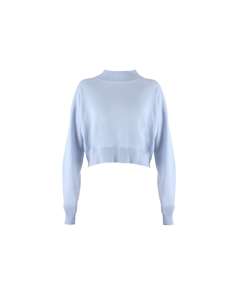 KENZIE SWEATER BLUE | Relaxed fit sweater with a high neckline with ribbed trims. Crafted in a sumptuous merino and cashmere blend that is both soft and breathable, this sweater makes the perfect versatile...