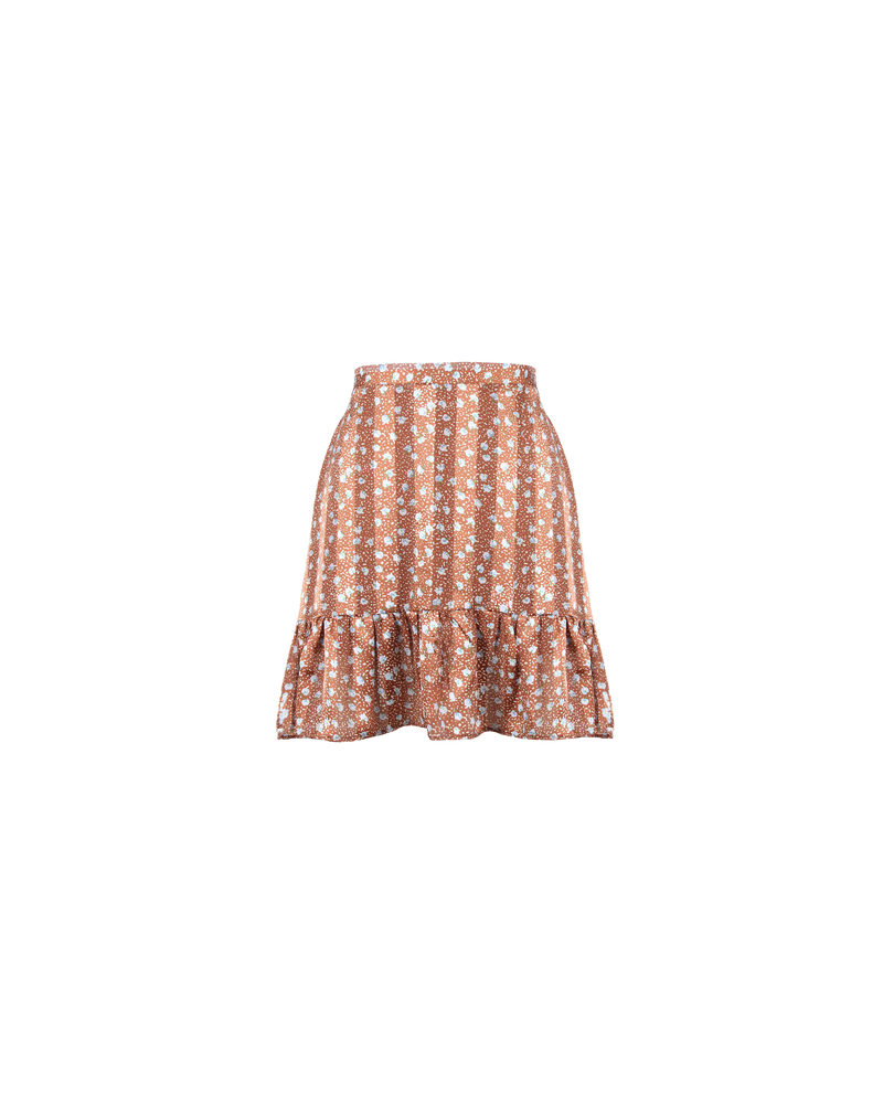 WILLOW MINISKIRT BROWN FLORAL | The Willow Miniskirt is a lightweight, floaty mini skirt. It is high-waisted and fully lined with an invisible zip closure at centre back.