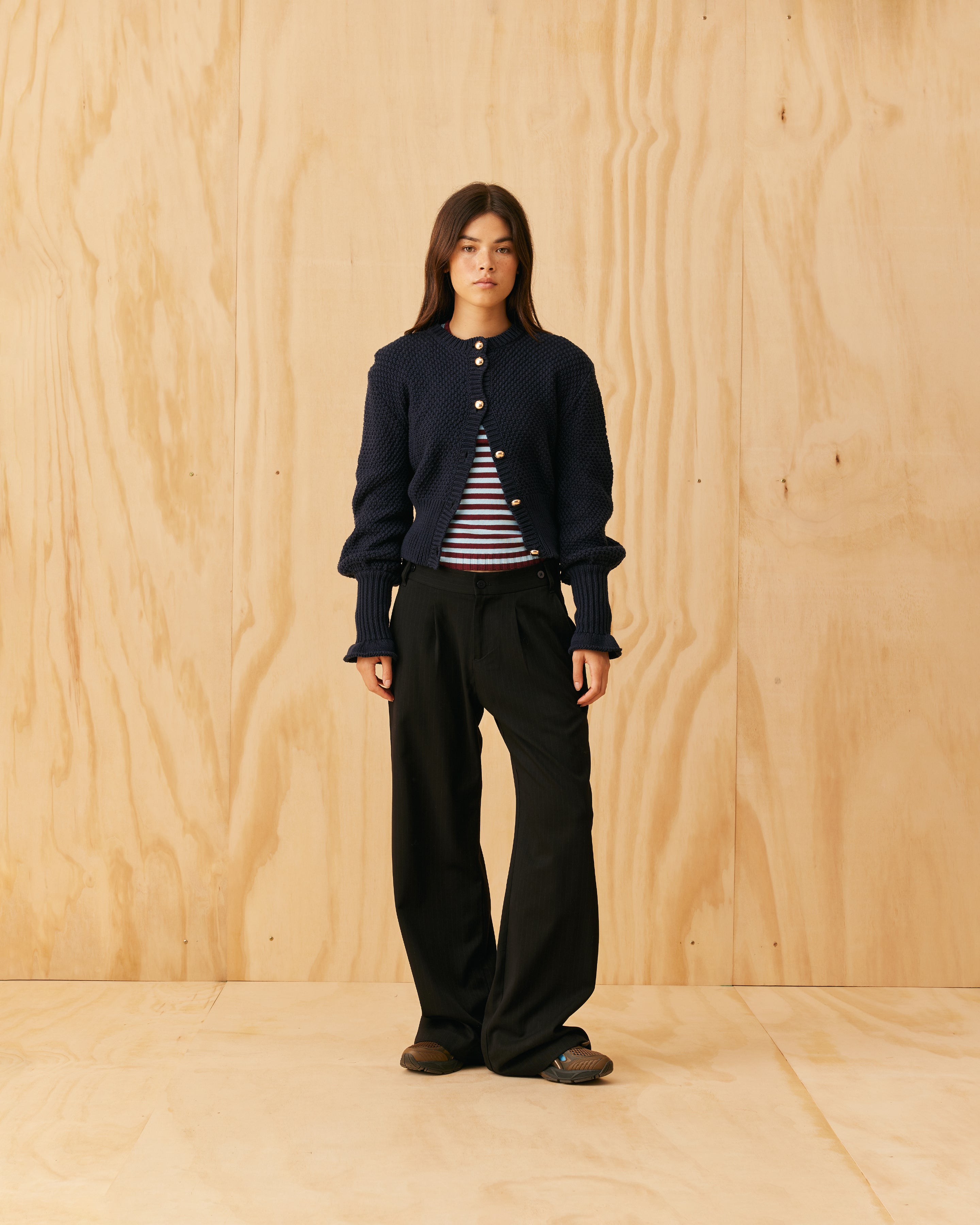 ANDRE PANT BLACK PINSTRIPE | RUBY