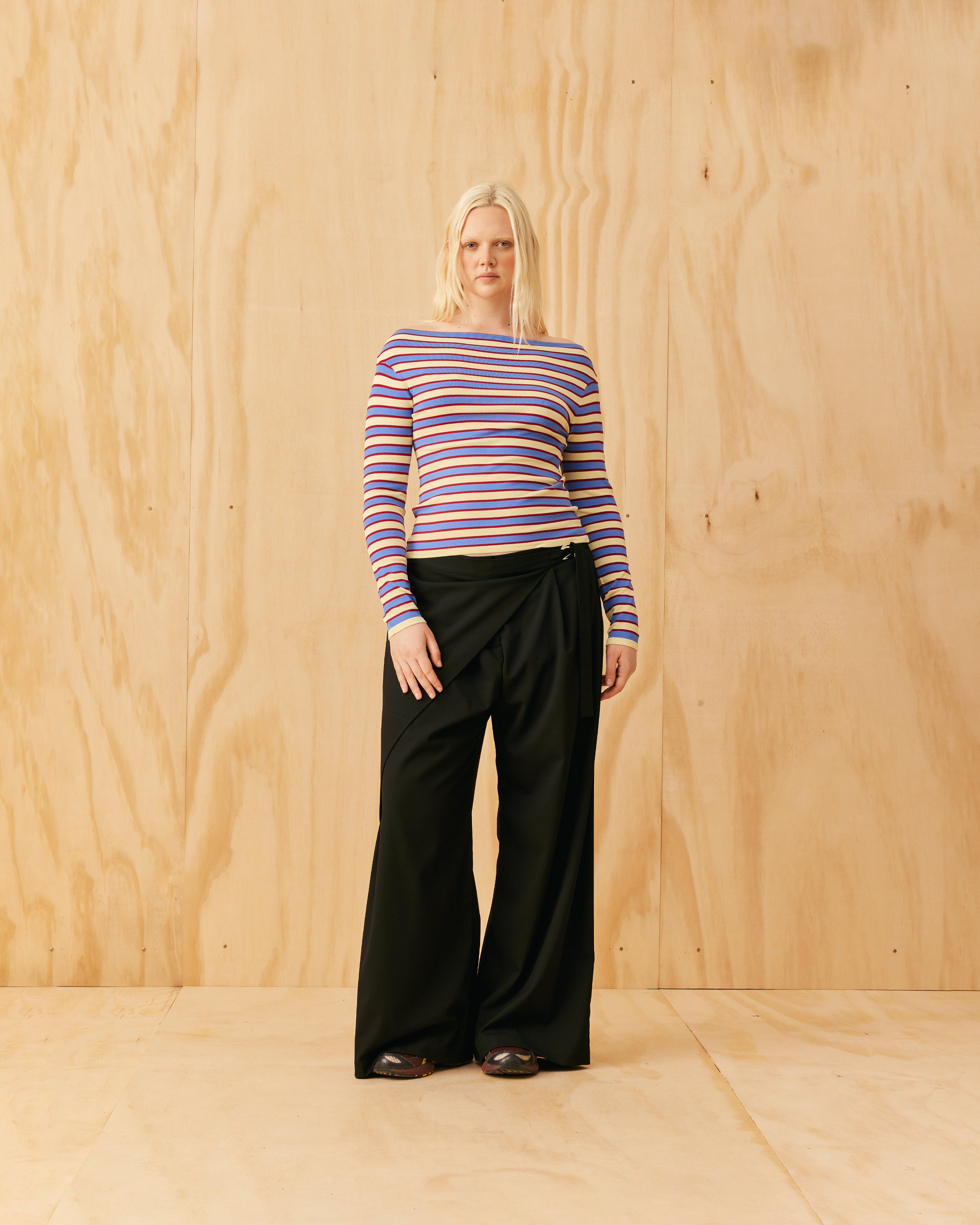 EMMA KNIT LONG SLEEVE BUTTER MERLOT STRIPE | RUBY