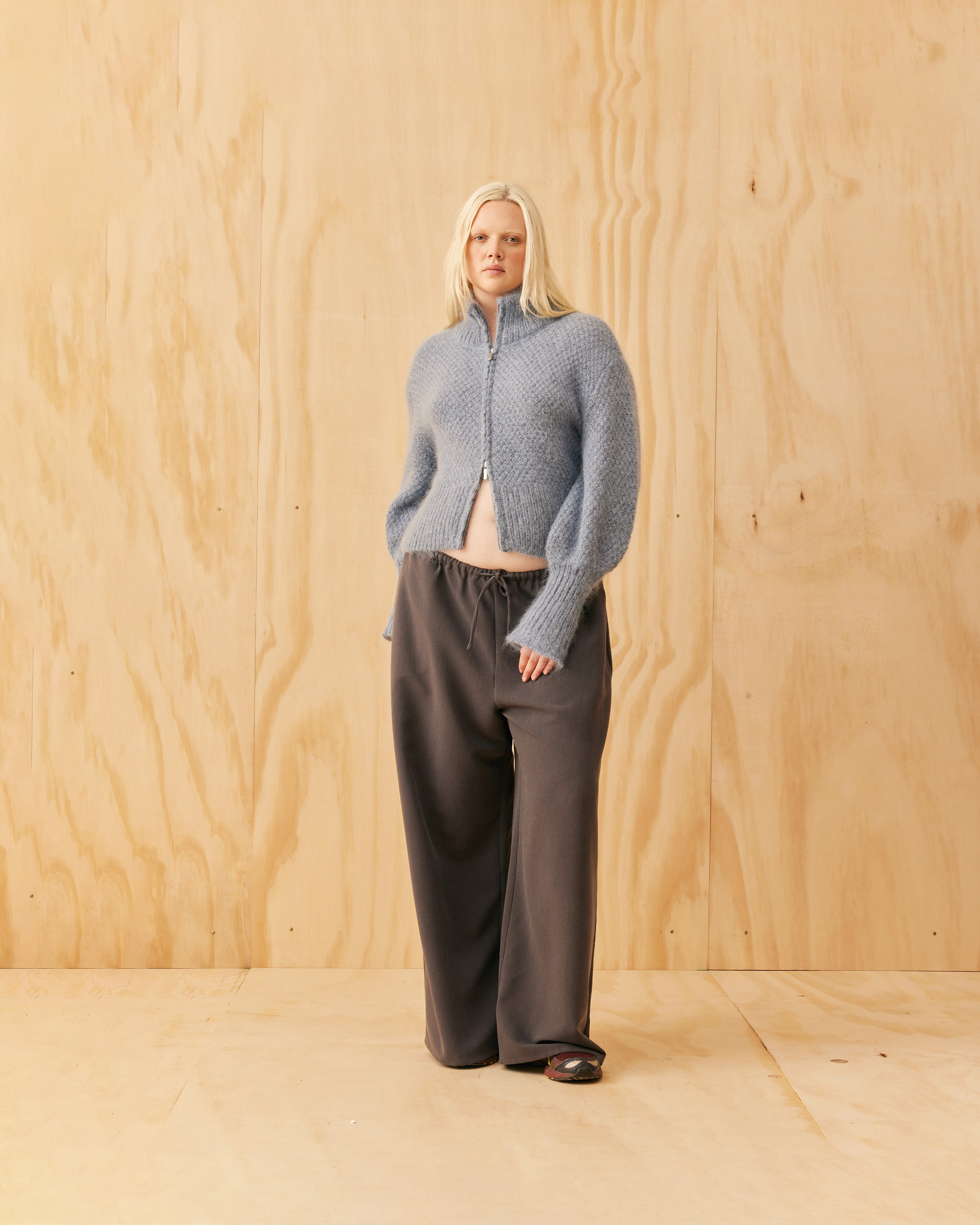 MATILDA ZIP CARDIGAN BLUE MARLE | RUBY