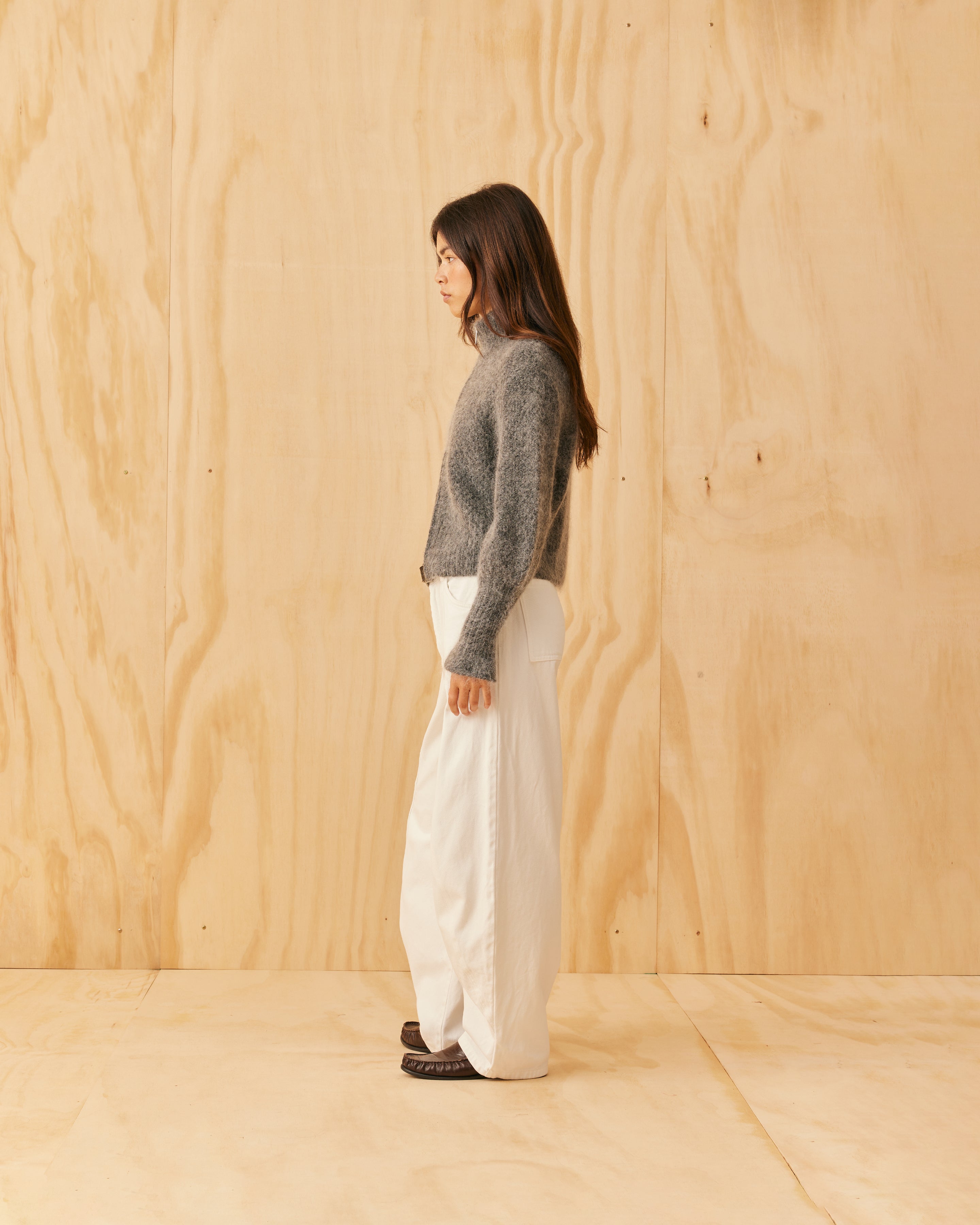 MATILDA ZIP CARDIGAN CHARCOAL | RUBY