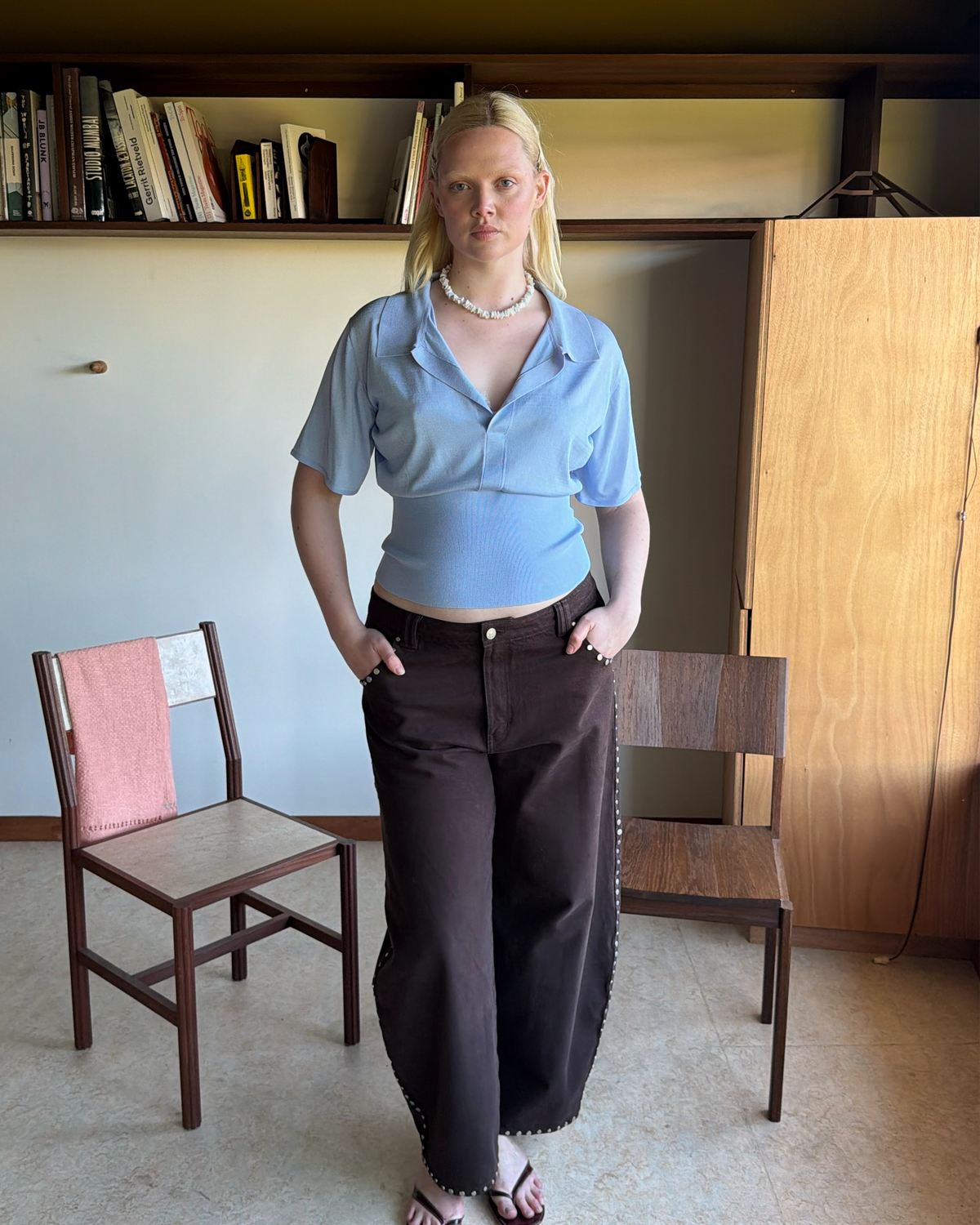 RAMONA SHORT SLEEVE POLO TOP SERENITY | An update to our Ramona Polo Top, this short sleeve knit is designed in our dreamy serenity blue, featuring a collar and wide V-neckline. Paired with denim or your favourite skirt, this top is a staple for your everyday wardrobe.