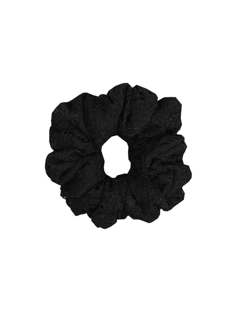 SABRINA SCRUNCHIE BLACK LACE | Small scrunchie made from the offcuts of our Liam 2024 collection. 