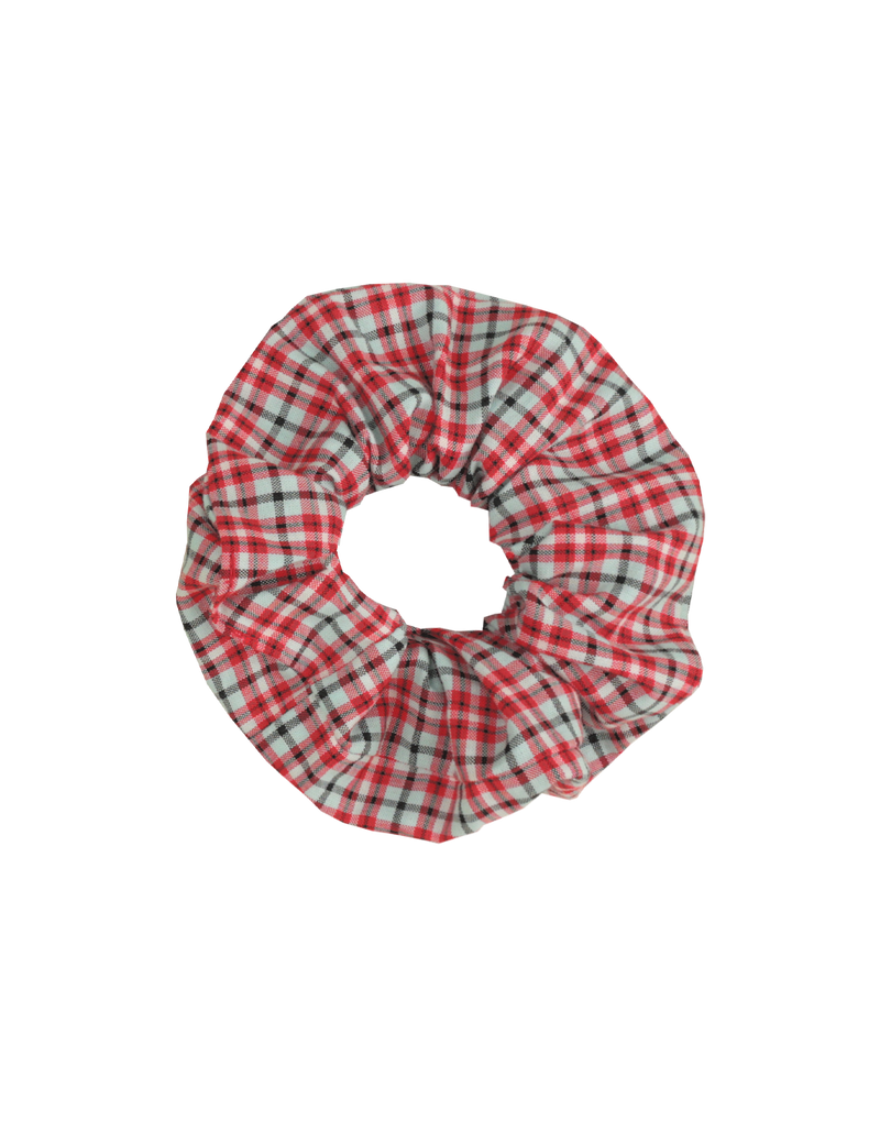 SABRINA SCRUNCHIE BLUE RASPBERRY TARTAN | Small scrunchie made from the offcuts of our Resort 24 collection.