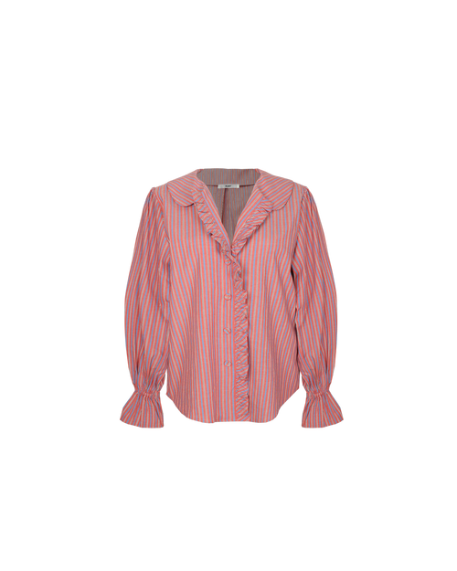 【美品】kale frill stripe shirt rosymonster SANDLER RUFFLE SHIRT FIREWHIRL BLUE STRIPE | RUBY