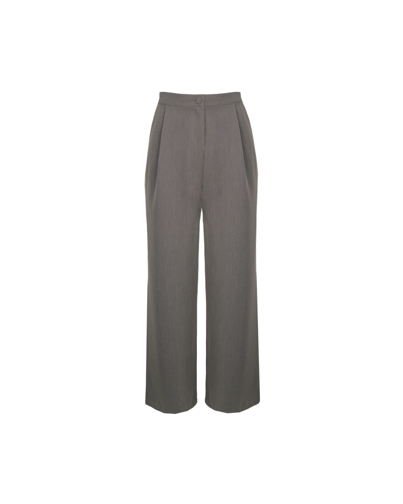 SID TROUSER CHARCOAL | Mid-rise wide-leg suit pant designed in a charcoal colour. Featuring front pleats and pockets, these pants are a true wardrobe staple.