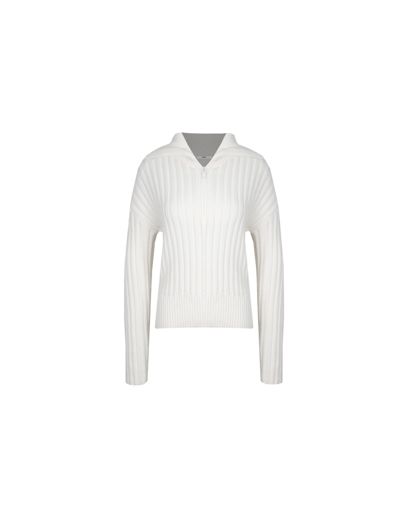 SKIPPER SWEATER IVORY | Relaxed fit pullover sweater in an ivory chunky rib knit. Designed to be worn oversized, this sweater will no doubt become a wardrobe staple.