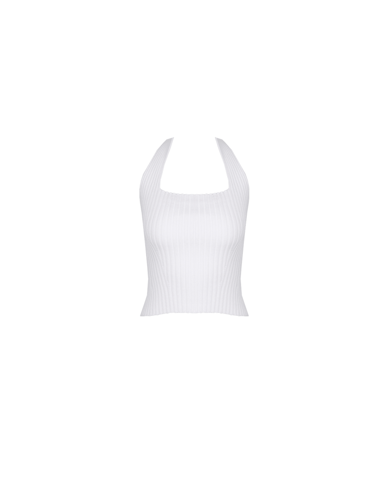 SOL HALTER TANK WHITE | Knit halter tank designed in our super soft cotton knit blend. An essential staple for your summer wardrobe.