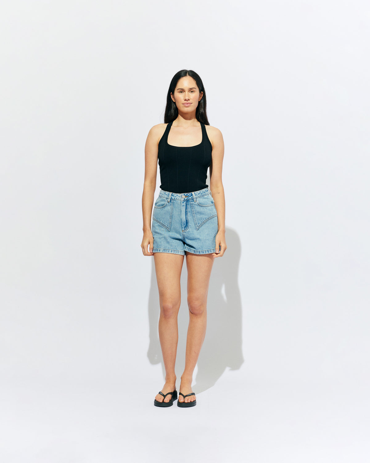 CLOVER DENIM SHORT NINETIES | Our classic high waisted denim short, made in a soft washed nineties blue denim, ready for easy strides and warm weather. It isn't a Rubette summer without the Clover Short. 