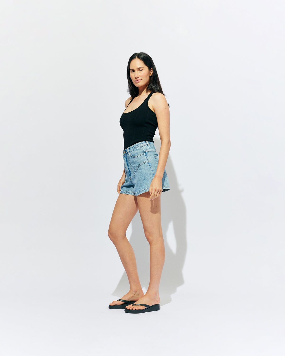 CLOVER DENIM SHORT NINETIES | Our classic high waisted denim short, made in a soft washed nineties blue denim, ready for easy strides and warm weather. It isn't a Rubette summer without the Clover Short. 