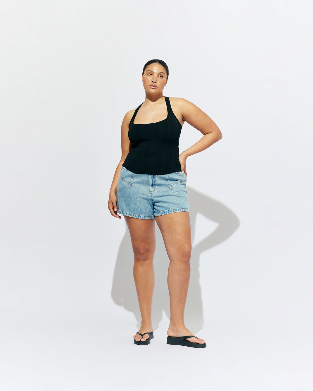 CLOVER DENIM SHORT NINETIES | Our classic high waisted denim short, made in a soft washed nineties blue denim, ready for easy strides and warm weather. It isn't a Rubette summer without the Clover Short. 