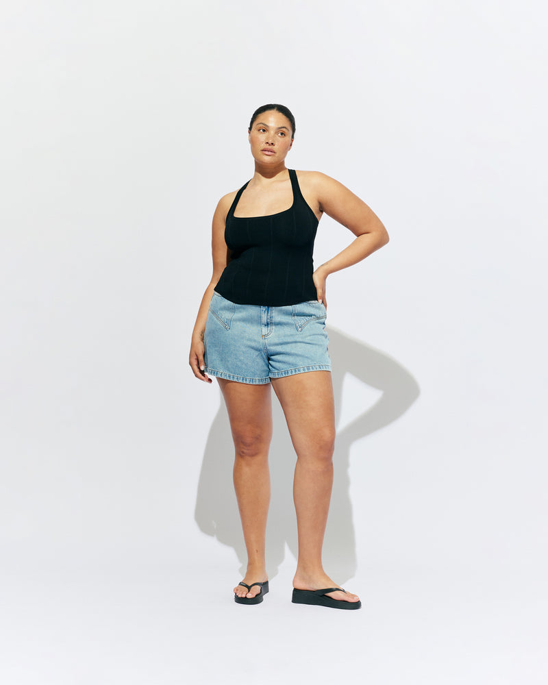 SOL TANK BLACK | A wardrobe staple for all year round, this classic racerback tank top is designed in a mid-weight black knit. Wear as a base layer in cooler weather, or as an everyday go to during the warmer months. 