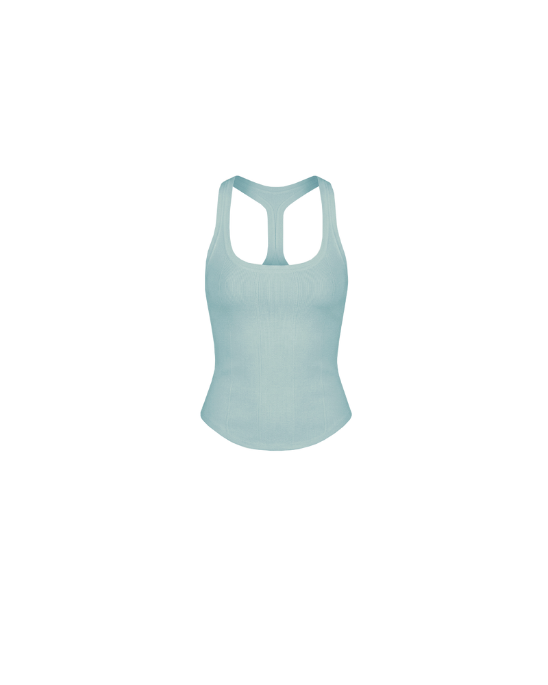 SOL TANK SEAFOAM | A wardrobe staple for all year round, this classic racerback tank top is designed in a mid-weight seafoam knit. Wear as a base layer under your winter favourites, or as an everyday go to during the warmer months. 
