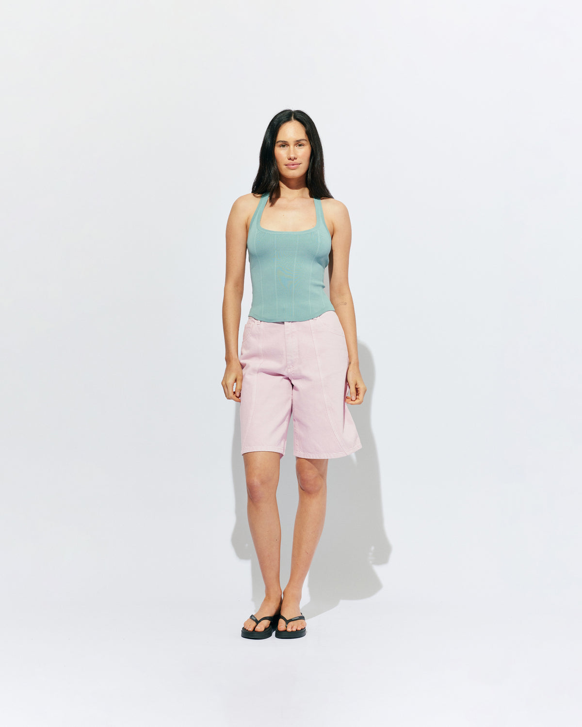 SOL TANK SEAFOAM | A wardrobe staple for all year round, this classic racerback tank top is designed in a mid-weight seafoam knit. Wear as a base layer in cooler weather, or as an everyday go to during the warmer months. 