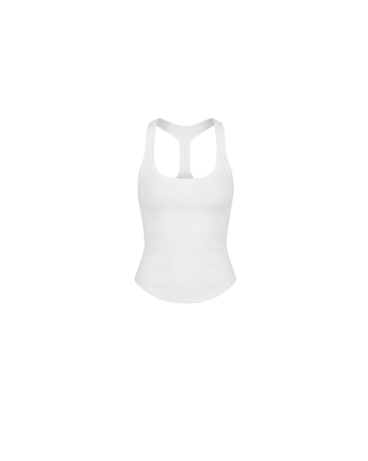 SOL TANK WHITE | A wardrobe staple for all year round, this classic racerback tank top is designed in a mid-weight white knit. Wear as a base layer under your winter favourites, or as an everyday go to during the warmer months. 