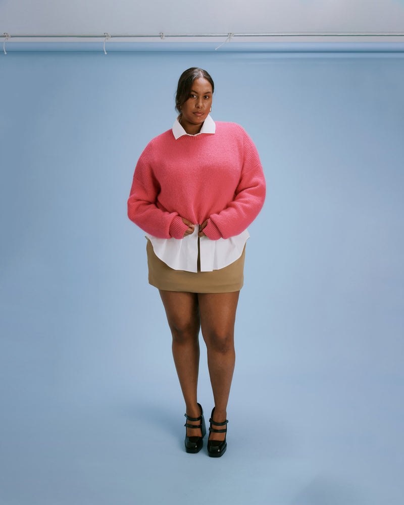 fvwitlyh Crewneck Sweatshirt Women's Ruby Ruffle-Shoulder Supersoft Stretch  Sweatshirt Pink Large